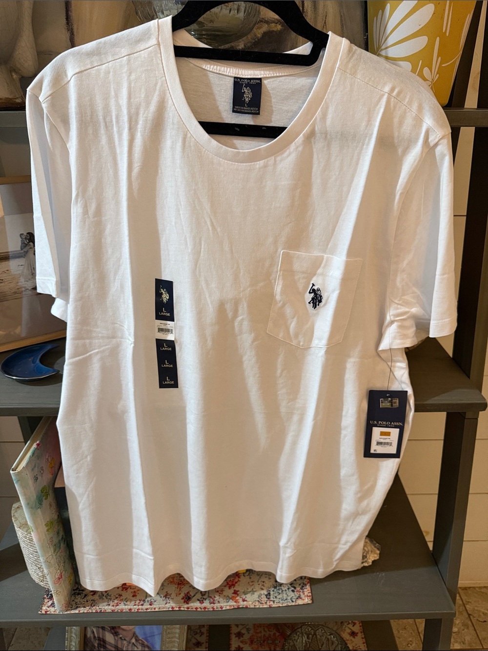 U.S. Polo Assn. White Short Sleeve Pocket Crew Tee with Logo